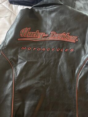 Harley-Davidson Black Leather Jacket with Silver Lining